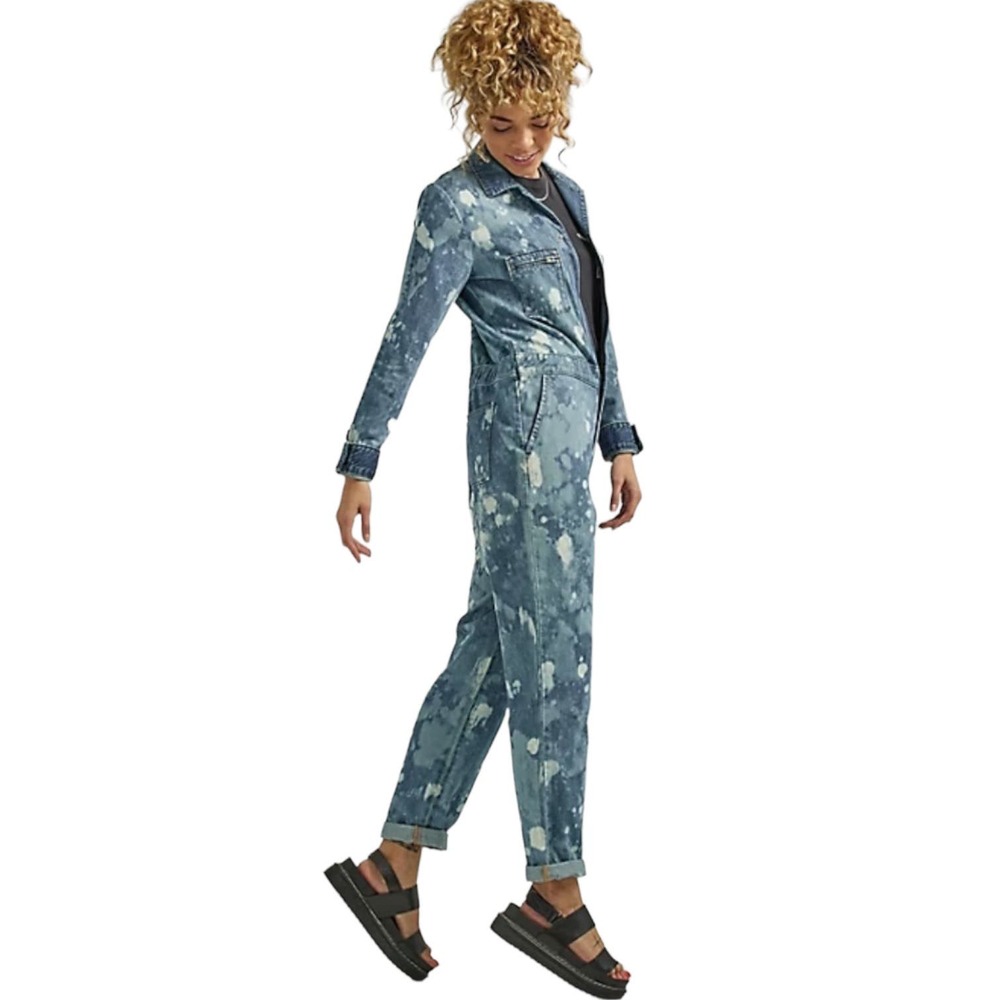 Lee (L) Women's Denim Splatter Union-Alls Coverall Great Fog NWT